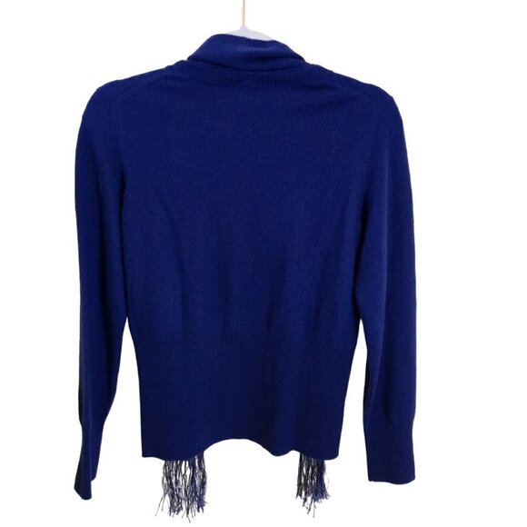 Stunning Royal Blue Crewneck Cashmere Sweater Matching Scarf Size S - Picture 2 of 4